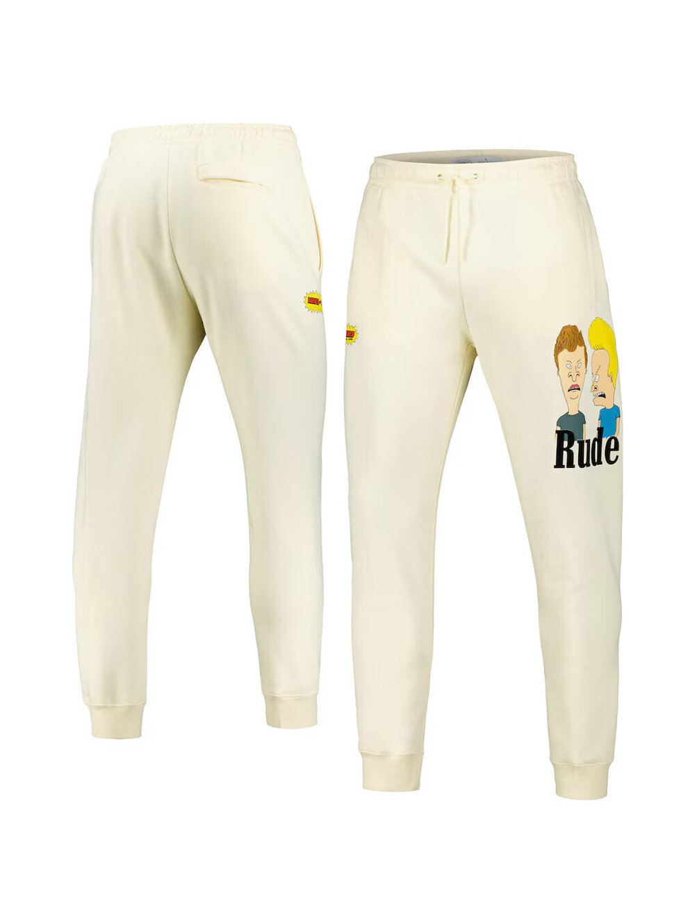 BEAVIS AND BUTT-HEAD FREEZE MAX RUDE JOGGER PANTS – CREAM - MEDIUM NWT